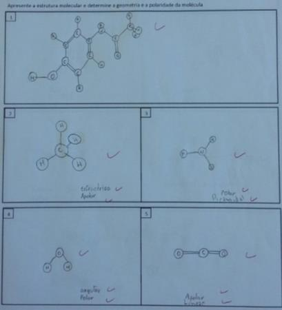 Figura 2: Exercício avaliativo sobre geometria e polaridade das moléculas.