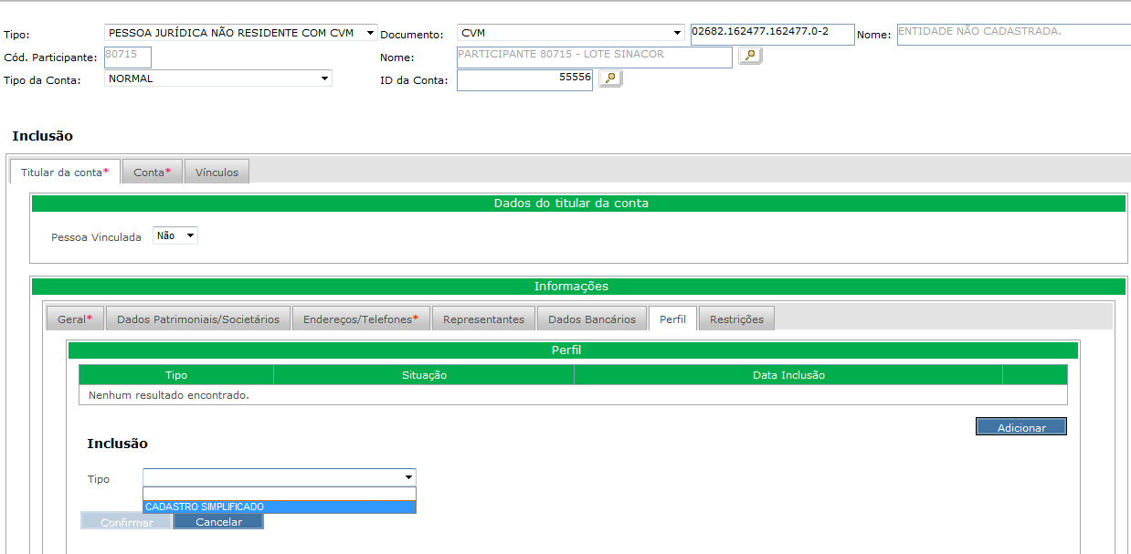 . 6. Preencher os campos do perfil Cadastro Simplificado, conforme tabela 24. (J) (A) (B) (C) (E) (F) (G) (H) (I) (D).