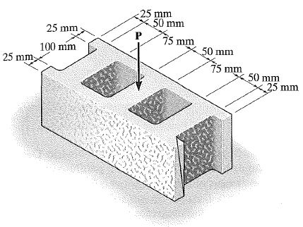24) O bloco de concreto tem as dimensões mostradas na figura.