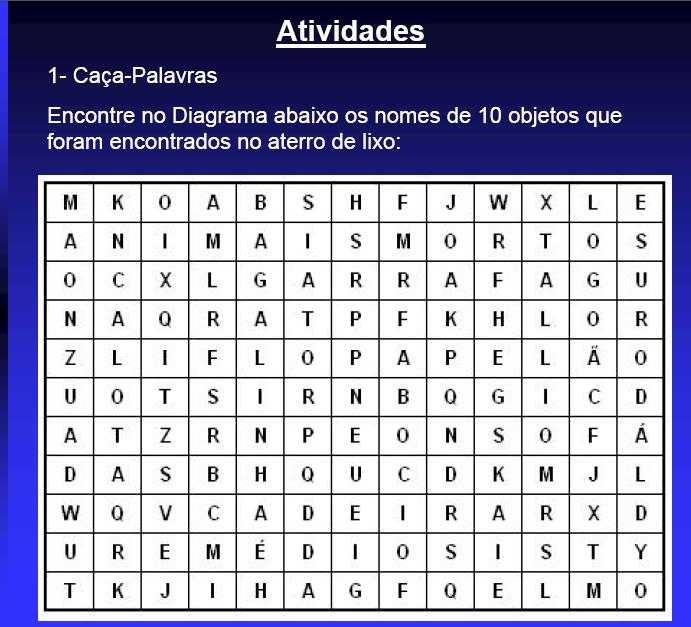 palavras que encontrou no diagrama e