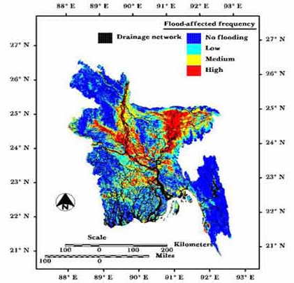 Mapeamento Imagens NOAA Estimativa de área inundada em Bangladesh Imagens de cheias vs.