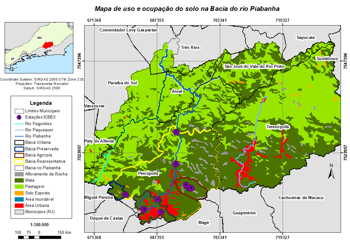 ÁREA DE TRABALHO A área de estudo deste trabalho compreende a Bacia Hidrográfica do Rio Piabanha e, a região hidrográfica constituída pela totalidade das bacias hidrográficas dos cursos d água