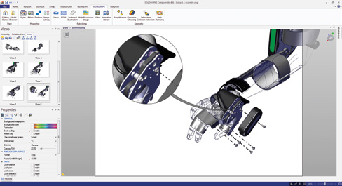 A interface intuitiva do SOLIDWORKS Composer permite criar gráficos 2D e 3D altamente detalhados com controle preciso para destacar áreas de interesse e se concentrar nos componentes específicos.