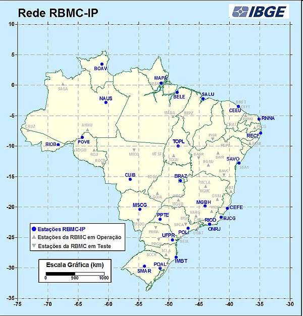 RBMC-IP Início da operação: mai/2009 Estações: 26 da RBMC Fluxos contínuos: RTCM 3