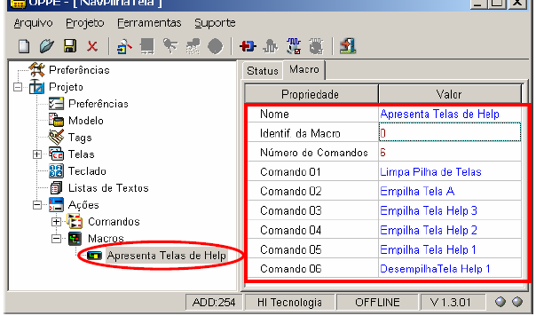 Na opção Ações/Macro, crie 1 macro denominada Apresenta Telas de Help : Macro para preparar a pilha de