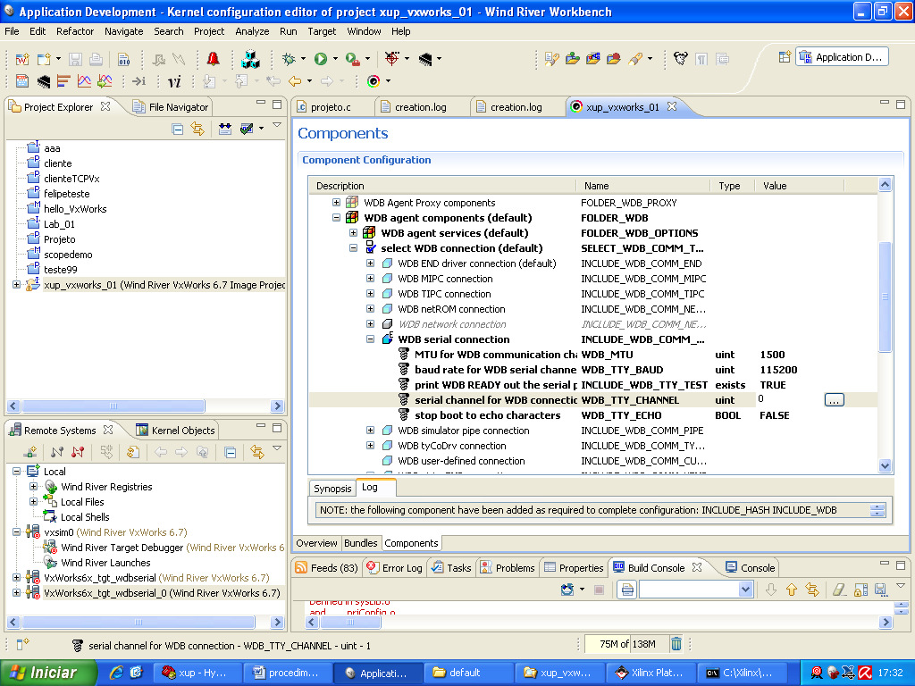 4 Configure em WDB serial