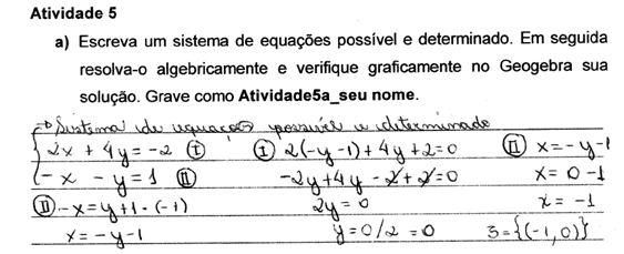 No Protocolo 40, aluno A2 criou um sistema de equações possível e determinado, efetuou corretamente o tratamento algébrico no método da substituição, apresentou