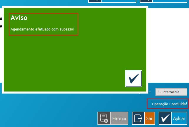 Após confirmação aguarde a conclusão do processo: No caso de ter selecionado opção Notificar (ponto 3 imagem 5) quando a tarefa for executada é exibida uma mensagem no ecrã principal do XD