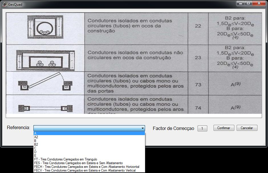 7 PLANEAMENTO DE QUADROS DIMENSIONAMENTO Esta janela carece de um preenchimento com a seguinte ordem: 1. Escolha do tipo de alimentação, Potencia ou Corrente, Monofásica ou Trifásica. 2.