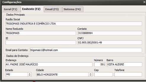 6. Preencha os campos de outras configurações. Guia Emitente (F2) 1.