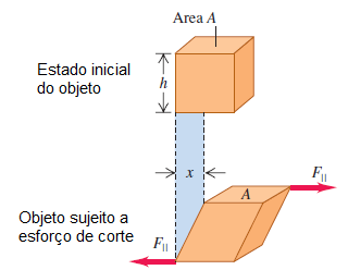 ei de Hooke ara a deformação de corte A figura mostra um coro sujeito a tensões de corte.