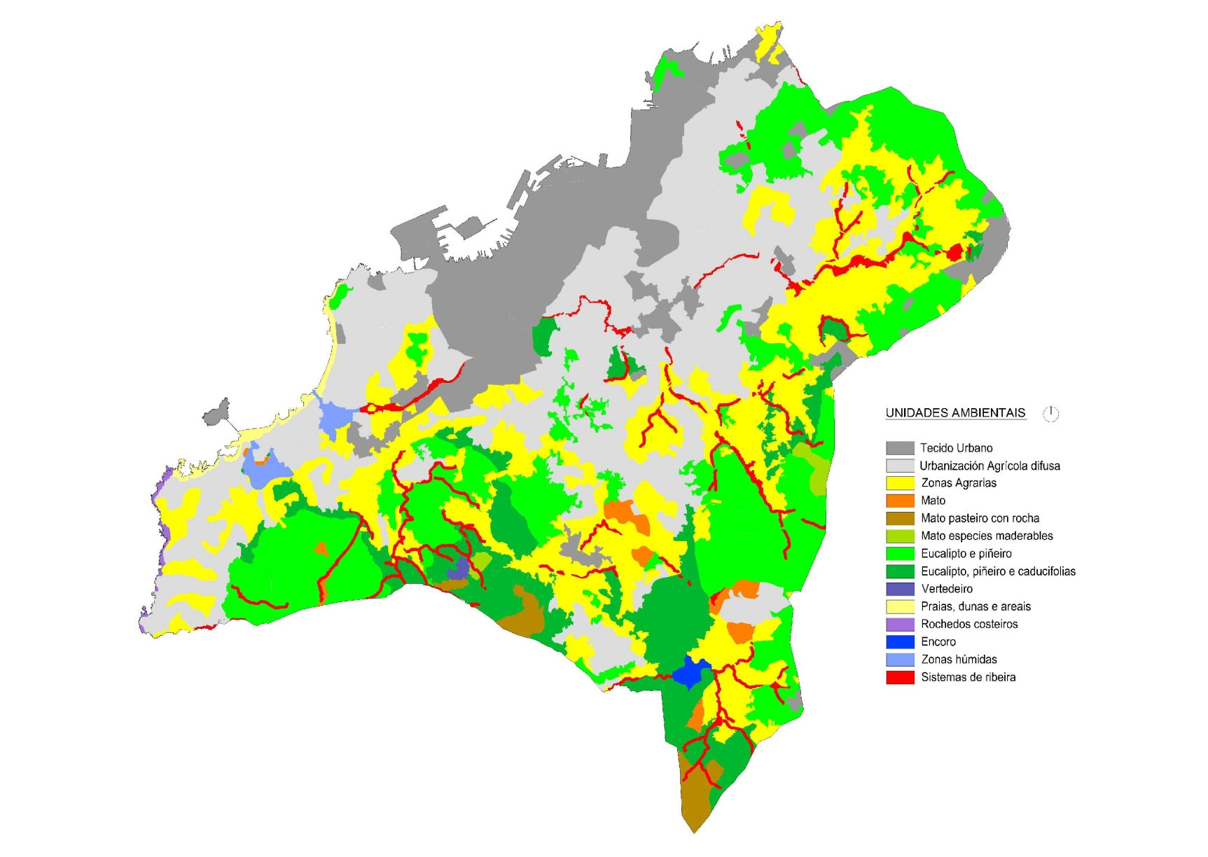 Mapa 8.5: Unidades ambientais do ESAITP do PXOM de Vigo Fonte: 'Estudo de Sostibilidade Ambiental, Impacto Territorial e Paisaxístico' DIFICULTADES TÉCNICAS: Non se deron. ACTUALIZACIÓN: Anual.