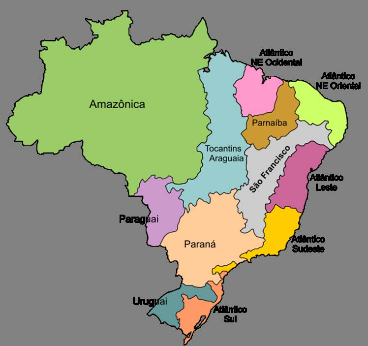 DIVISÃO DAS REGIÕES HIDROGRÁFICAS DO TERRITÓRIO