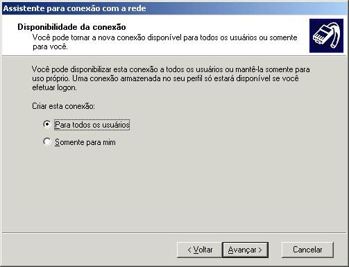 4º PASSO: Na tela seguinte deve ser informado se a conexão que está sendo criada ficará