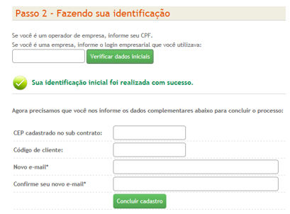 : Neste momento poderá ser cadastrado novo e-mail.