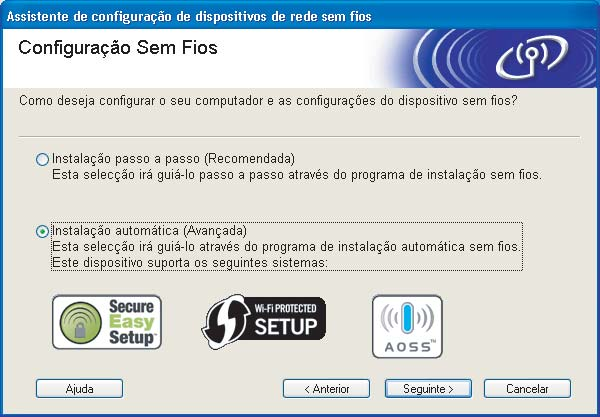 Configuração sem fios para Windows através do programa de instalação da Brother (para a HL-2170W) Se estiver a utilizar o Windows Vista, quando aparecer o ecrã Controlo de contas de utilizador,