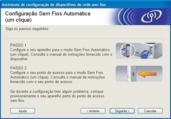 Configuração sem fios para Windows através do programa de instalação da Brother (para a HL-2170W) n Clique em