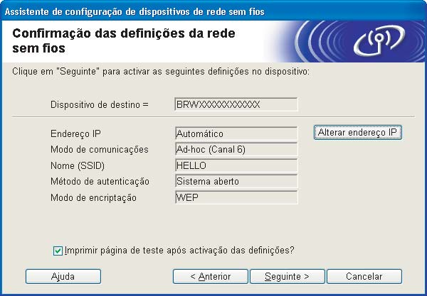 Configuração sem fios para Windows através do programa de instalação da Brother (para a HL-2170W) Se quiser definir mais do que uma chave WEP, clique em Avançado.