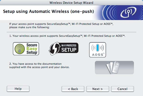 Configuração sem fios para Macintosh através do programa de instalação da Brother (para a HL-2170W) i Confirme a mensagem apresentada no ecrã e clique em Next (Seguinte).