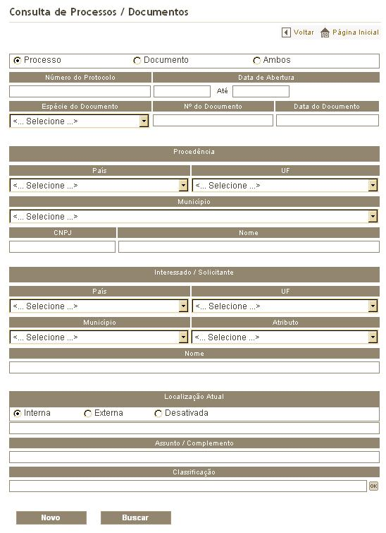 9.1. Protocolo Para pesquisar protocolo, clique na opção Protocolo e será apresentada a seguinte tela: 1.