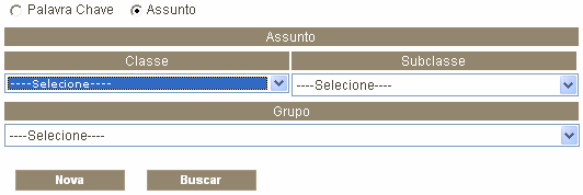 Selecione a opção, para fazer pesquisa por Assunto.