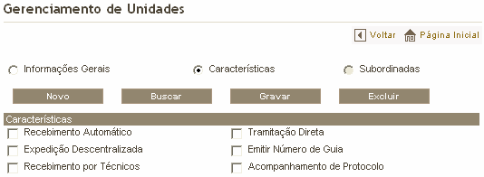 3. Informe a Protocolizadora. 4. Selecione o Tipo Controle do gerenciamento de unidades e o Nível do perfil. 5.