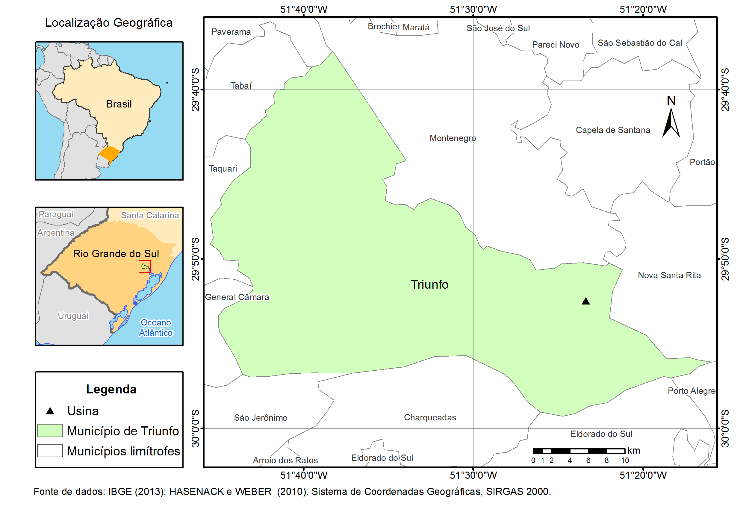 2 Zoneamento Edáfico da Cana-de-açúcar no Polo Petroquímico de Triunfo em funcionamento desde 1983 que abrange várias empresas do setor e se localiza a pouco mais de 50 km de Porto Alegre, ocupando