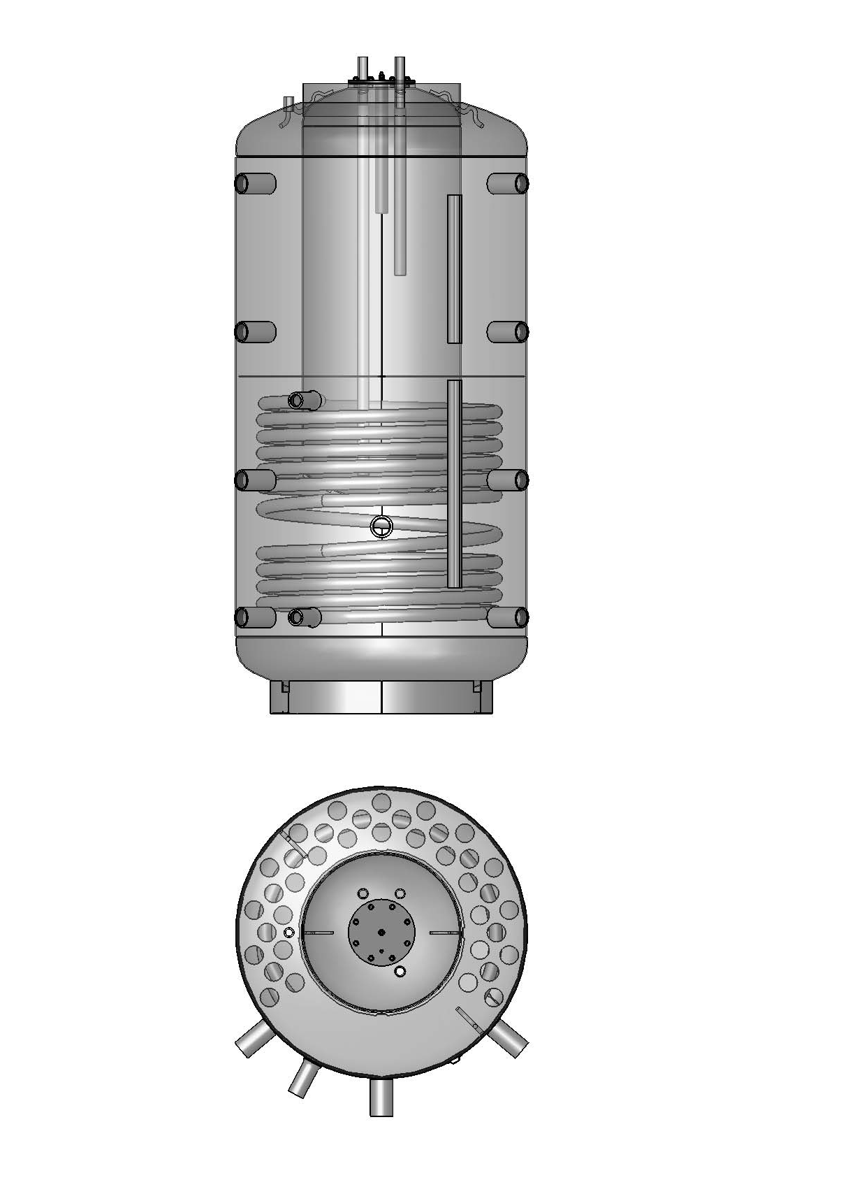 3. Esquema dimensional E Purga G1/2 Ânodo de magnésio Canal do sensor (2x) Placa de camada SVL...Solar avanço G1 SRL...Solar retorno G1 EH.