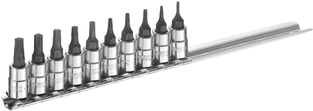 ROQUETES E CHAVES DE CAIXA CHAVES DE CAIXA TORX 1/4" CHAVES DE CAIXA TORX 1/4" - ISO 1174-1 - Para parafusos macho Torx. - Aço com crómio-vanádio.