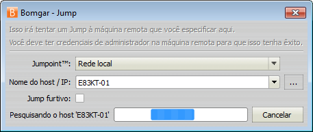 Em seguida, insira o nome de host do computador remoto ou o endereço IP para ele da árvore do diretório. Depois de ter localizado o computador a que quer se conectar, clique em Jump.