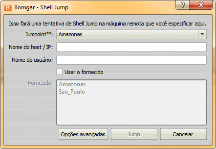 Selecione o Jumpoint através do qual executar o Shell Jump.
