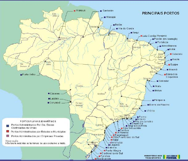 Apoio Portuário Situação do sistema portuário 34 portos públicos. 180 instalações portuários privadas. 122 portos fluviais.