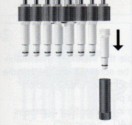 Teste a vedação do instrumento. Aspire uma amostra e deixe o pipetador na posição vertical por, aproximadamente, 10 segundos.