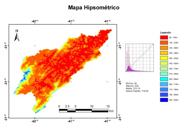 Distribuição das Temperaturas Médias na Bacia Hidrográfica do Rio São Domingos 9 Os dados de altitude por célula foram extraídos do modelo digital de elevação elaborado com base nos dados do