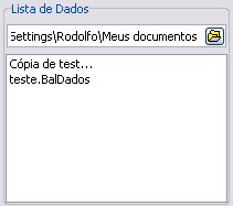 Lista de Dados Nesta janela são visualizados os arquivos salvos com os resultados do balanceamento e informações referentes a peça balanceada. Lista de Dados.