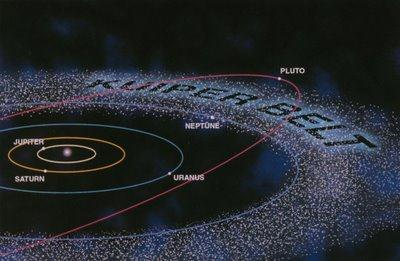 Cintura de Kuiper: abrange uma região do Sistema Solar que vai desde a órbita de Neptuno, aproximadamente 30 UA do Sol, até a uma distância de 50 UA.