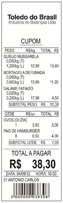 código e nome do operador responsável pela venda.