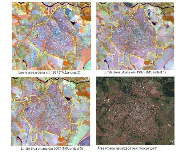 13 Figura 2: Exemplo de digitalização em tela realizada no limite da área urbana (linha amarela) para os períodos de 1987, 1997 e 2007.