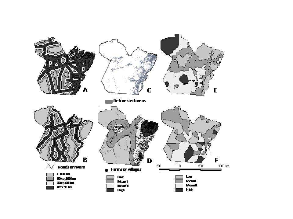 Figura-4. Mapas temáticos das áreas de risco para a zoonose raiva no Estado do Pará, Brasil.