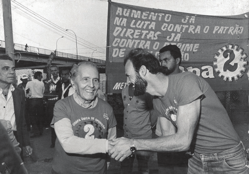 : 1º Fernando do Ó e 6º Cleodon Silva Ao lado: Eleições Sindicais dos Metalúrgicos de São Paulo 1984. esq.