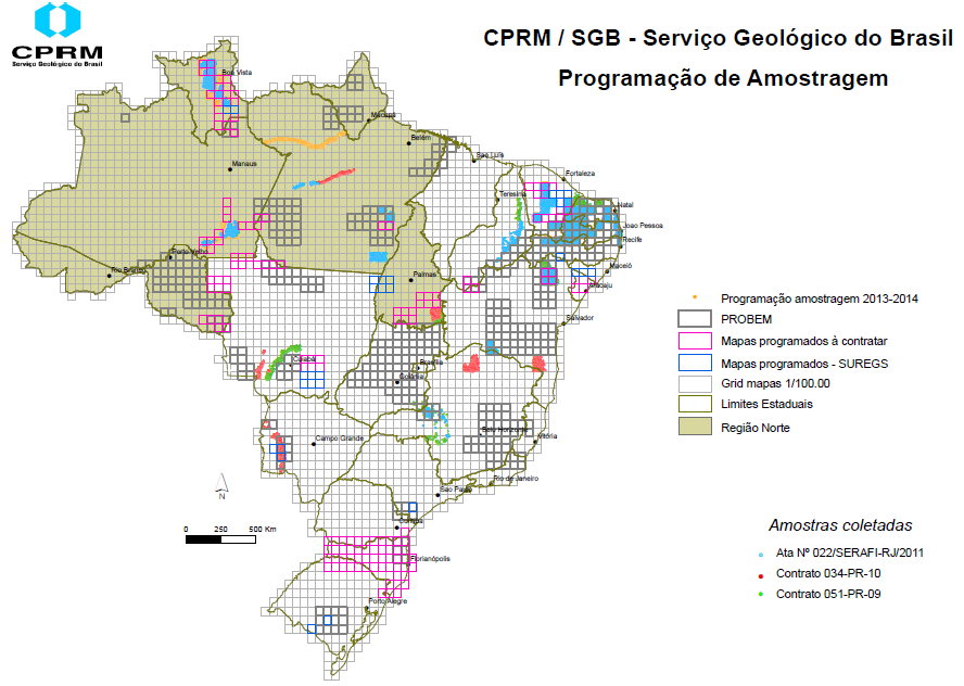 Blocos de Folhas Prioritárias PROJETO 2011-202015: - 150 mil pontos de coleta=300 mil amostras (Sed.