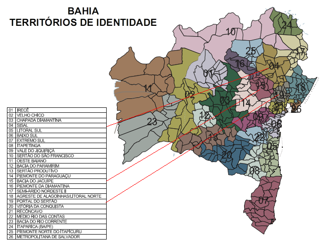 46 ANEXO B MAPA DE TERRITÓRIOS Figura 1. Mapa do Estado da Bahia dividido em seus territórios de identidade.