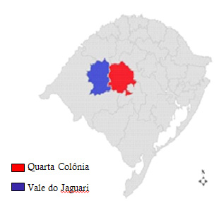 3194 BOHNER et al. Figura 1: Mapa de localização das microrregiões da Quarta Colônia e Vale do Jaguari. Adaptação própria.