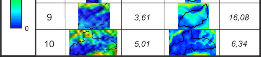 Observa-se que todos os pontos amostrais de campo são compatíveis com os baixos valores de Th obtidos pela aerogeofísica sobre as bacias amostrais,