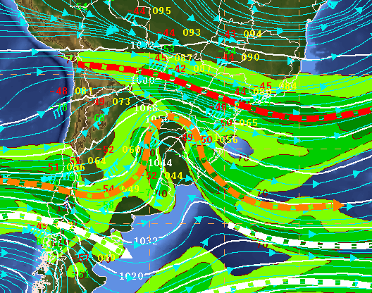 250 hpa 500 hpa 850 hpa Superfície Cartas sinóticas referente às 12Z do dia 07 de junho de 2011 Na análise das