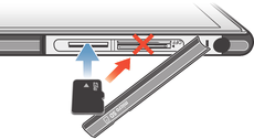 1 Insira uma unha na abertura entre a tampa da ranhura do cartão micro SIM e o dispositivo e, em seguida, retire a tampa. 2 Com uma unha, puxe o suporte do cartão micro SIM para fora.