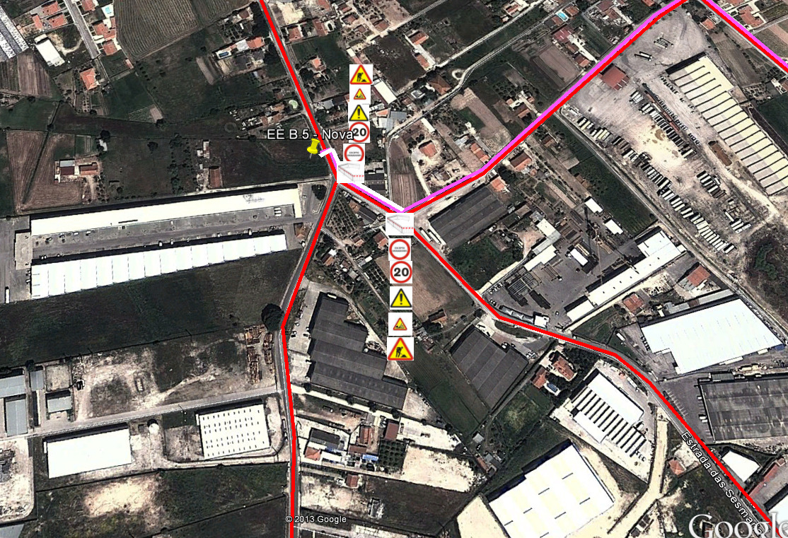 Esquema com localização da intervenção - esquema de sinalização temporária que será implementado na via de circulação que será alvo de intervenção Rua Avenida Egas Moniz troço até ao cruzamento com a