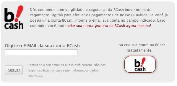 Aí é só inserir o e-mail nos campos correspondentes e clicar em gravar.