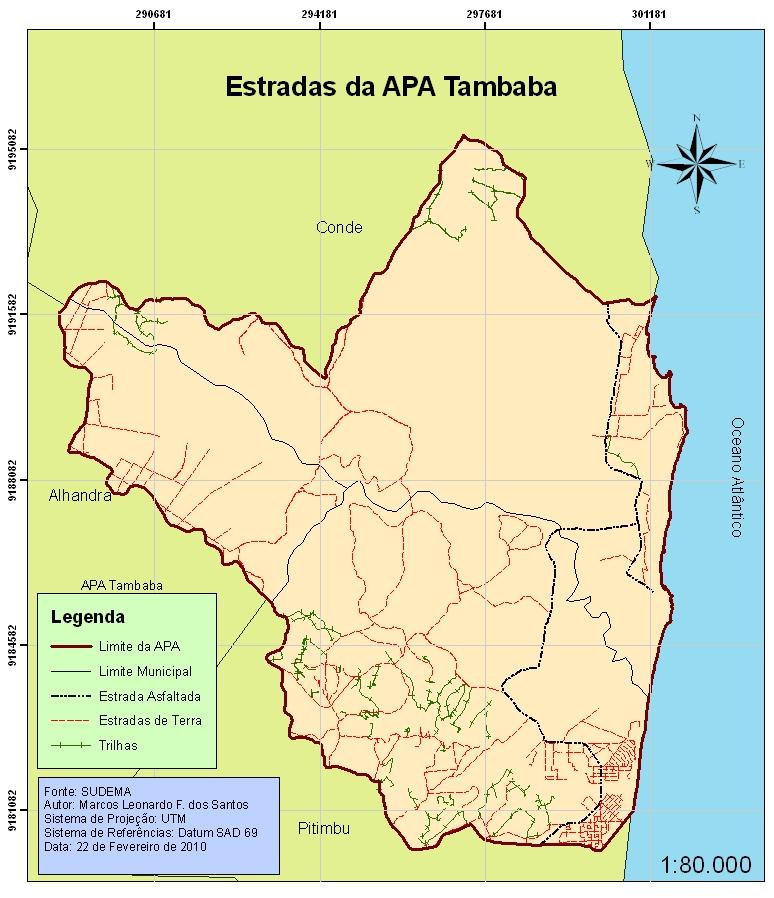 A confecção de um mapa de estradas foi outro produto resultante do mapeamento das vias da APA.