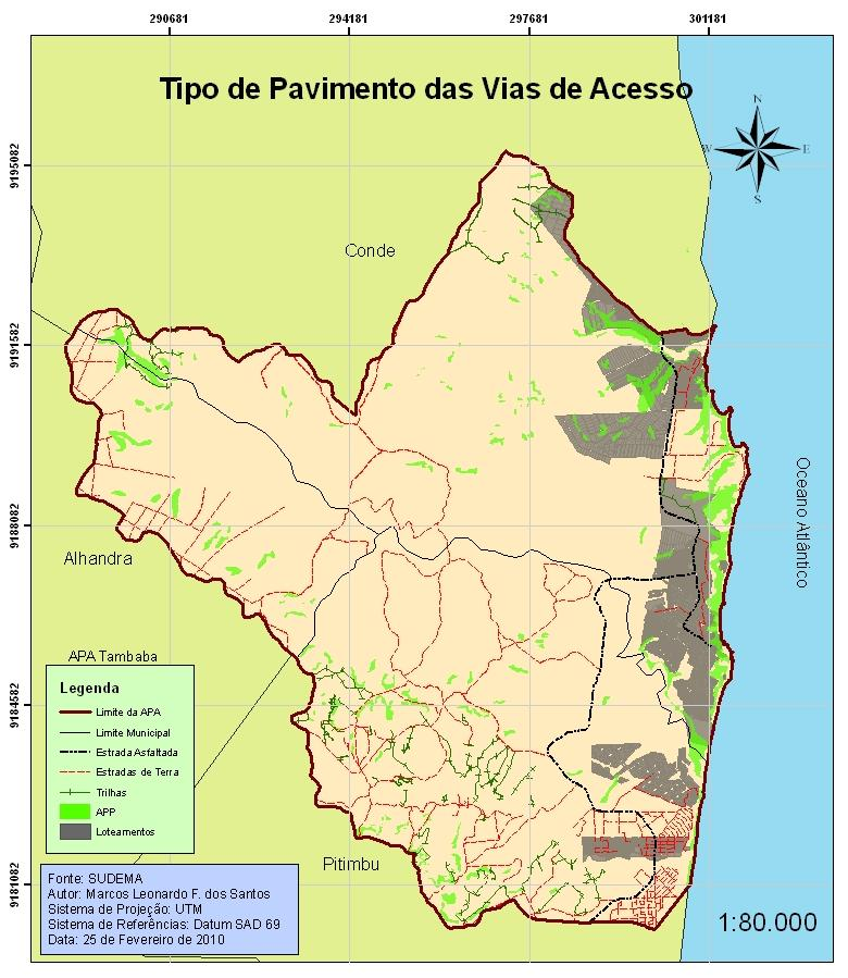 Figura 7 Mapa do uso das estradas da APA Tambaba 5 CONCLUSÃO O desenvolvimento deste projeto teve por objetivo expor como os softwares de SIG, podem, através de suas ferramentas e funções, contribuir